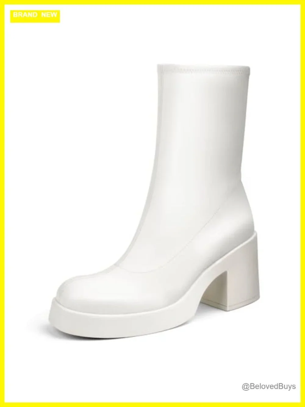 Women's Square Toe Stretch Mid Calf Boots Slouchy Platform Chunky Heel Suede